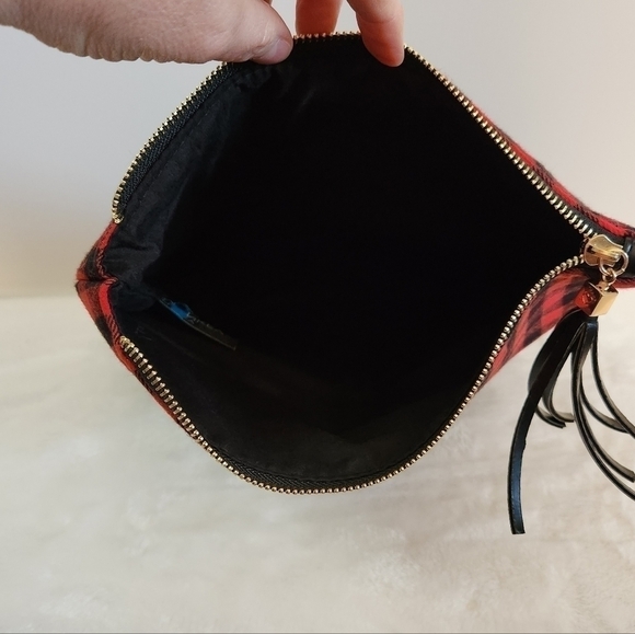 Funky Monkey Red Black Buffalo Check Plaid Foldover Clutch Bag Purse NWOT - Picture 10 of 11